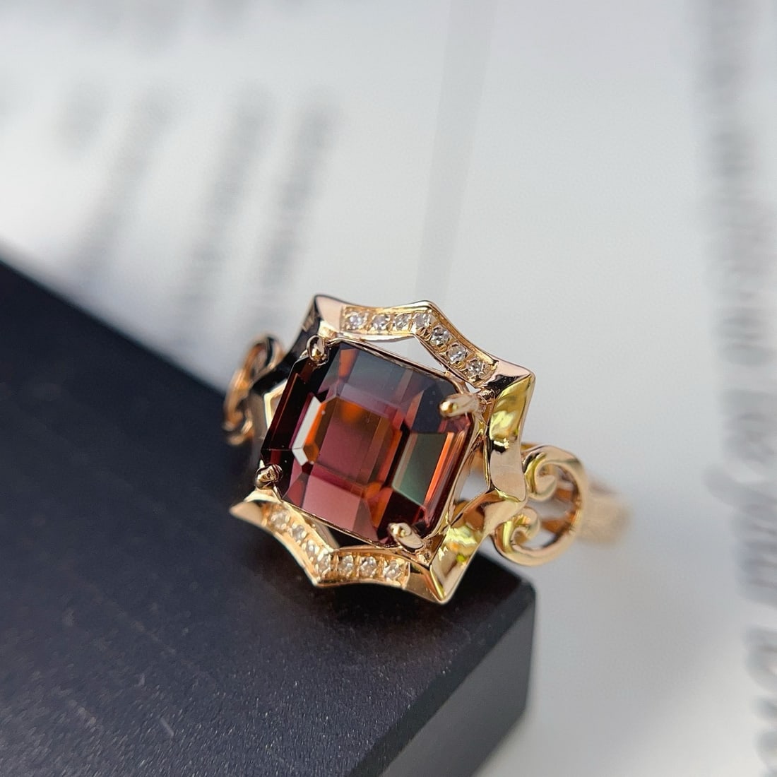 14k Gold 2.80 Ct Natural Tourmaline & Diamond Ring - 2