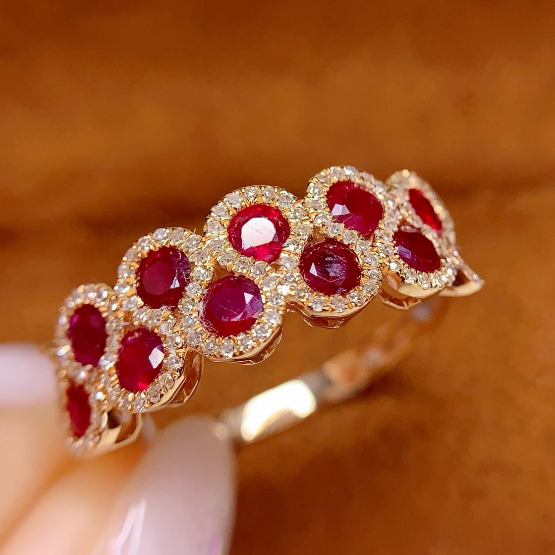 14k Gold 1.8 Ct Natural Ruby & Diamond Ring: Ref:231040212 // gold content:14k gold // ring size:7. 25us // // main gemstone:ruby // shape:round // carat weight:1. 8ct // color:red // treatment:natural // cut grade:g // // adjacent gemstone 2 : 