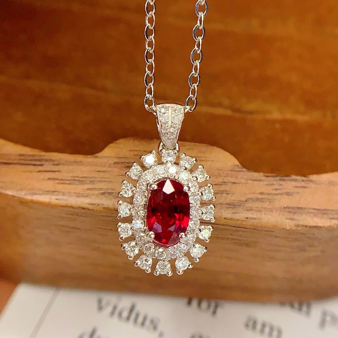 14k Gold 0.4 Ct Natural Ruby & Diamond Pendant( Without Chain ): Ref:231040213 // gold content:14k gold // main gemstone:ruby // shape:oval // carat weight:0. 4ct // color:red // treatment:natural // // adjacent gemstone 2 : diamond // number of stones:41 //