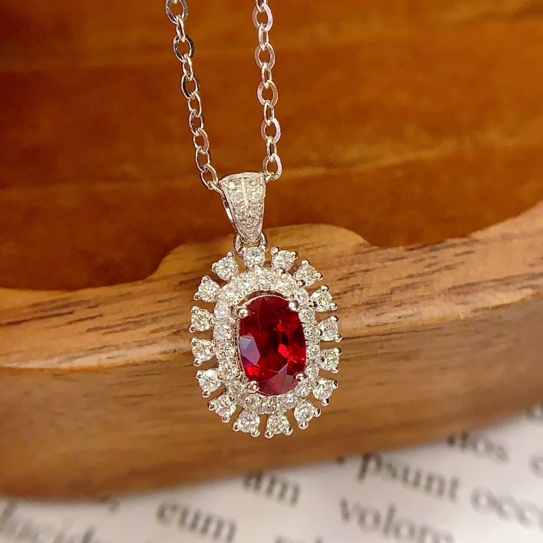 14k Gold 0.4 Ct Natural Ruby & Diamond Pendant( Without Chain ) - 2