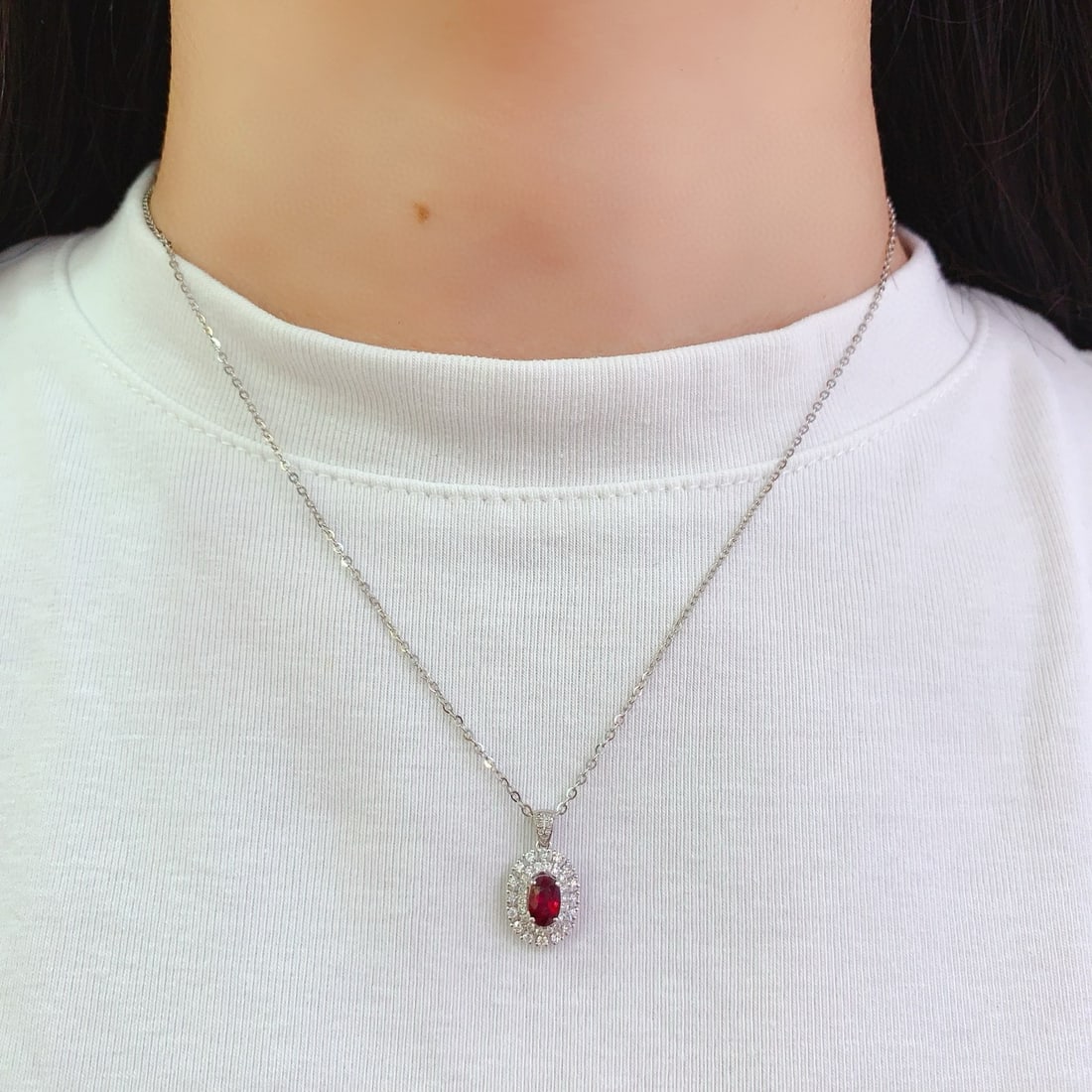 14k Gold 0.4 Ct Natural Ruby & Diamond Pendant( Without Chain ) - 3