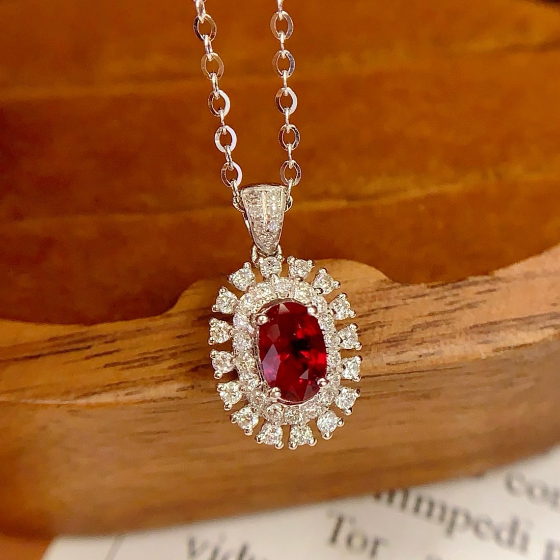 14k Gold 0.4 Ct Natural Ruby & Diamond Pendant( Without Chain ) - 4