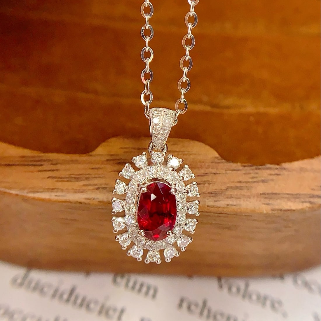 14k Gold 0.4 Ct Natural Ruby & Diamond Pendant( Without Chain ) - 5