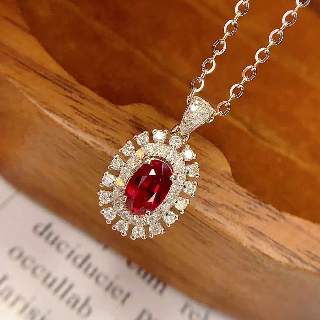 14k Gold 0.4 Ct Natural Ruby & Diamond Pendant( Without Chain ) - 6