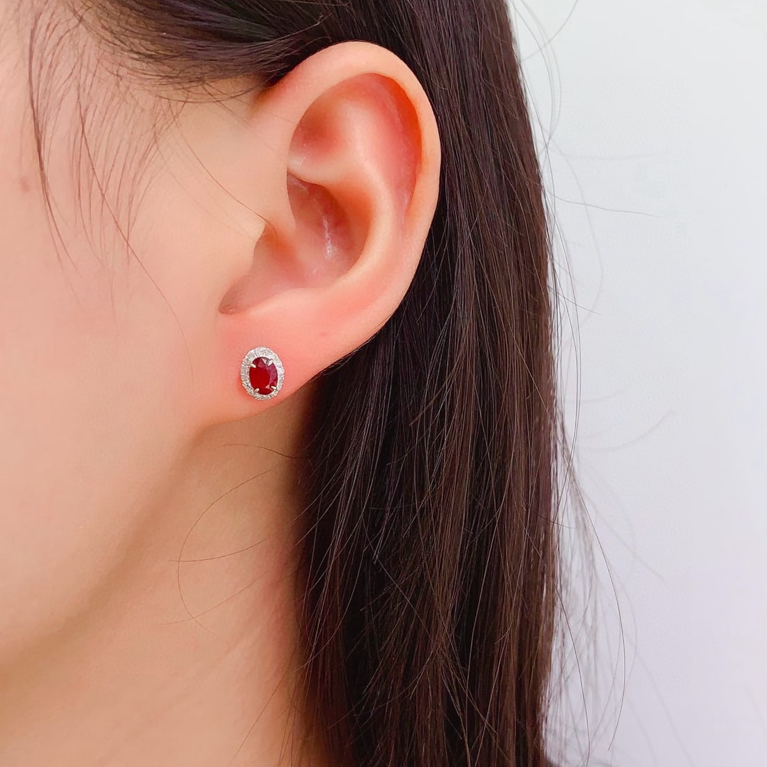 14k Gold 2 Ct Vivid Red Natural Ruby & Diamond Earrings - 3