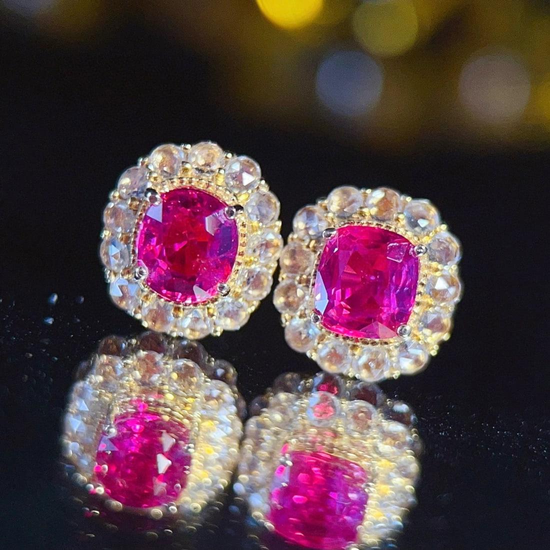 14k Gold 1.45 Ct Natural Ruby & Sapphire Earrings - 2