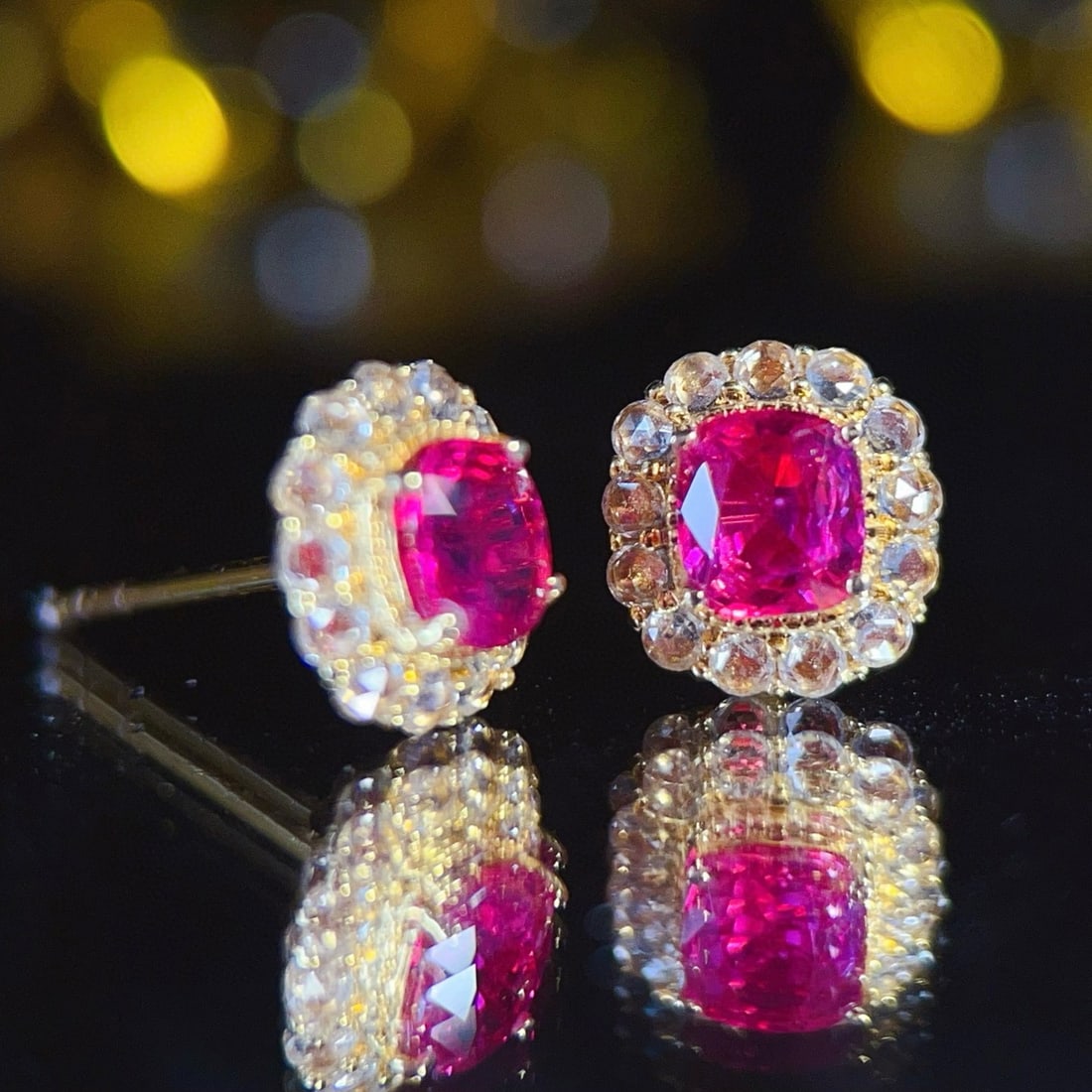 14k Gold 1.45 Ct Natural Ruby & Sapphire Earrings - 3