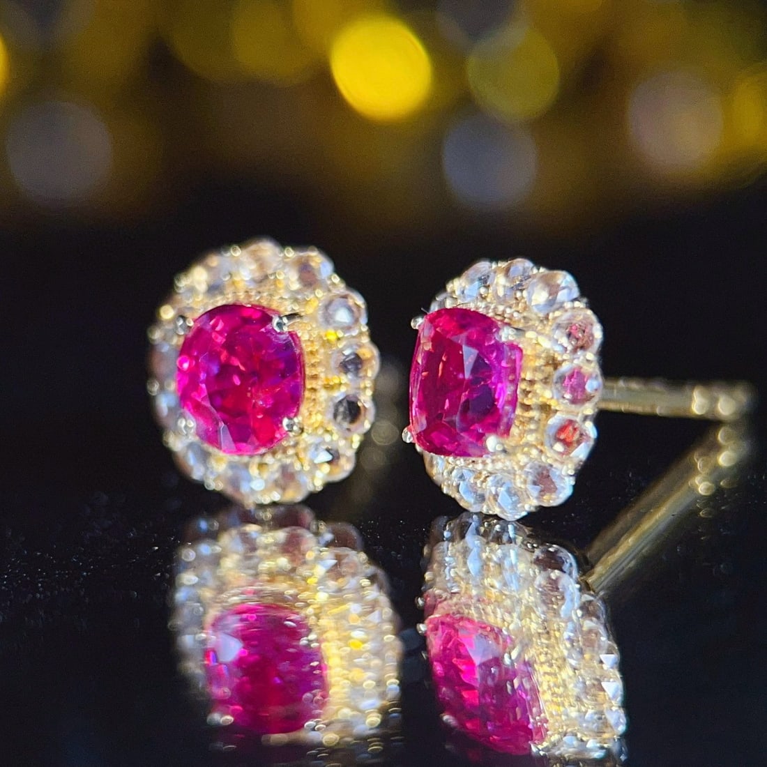 14k Gold 1.45 Ct Natural Ruby & Sapphire Earrings - 4