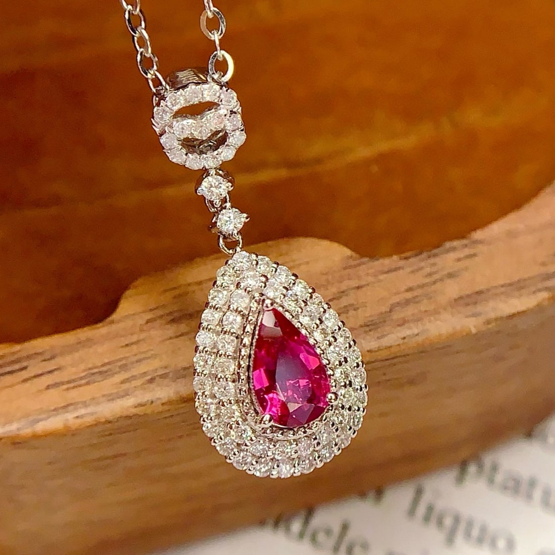 14k Gold 0.4 Ct Natural Ruby & Diamond Pendant( Without Chain ) - 3