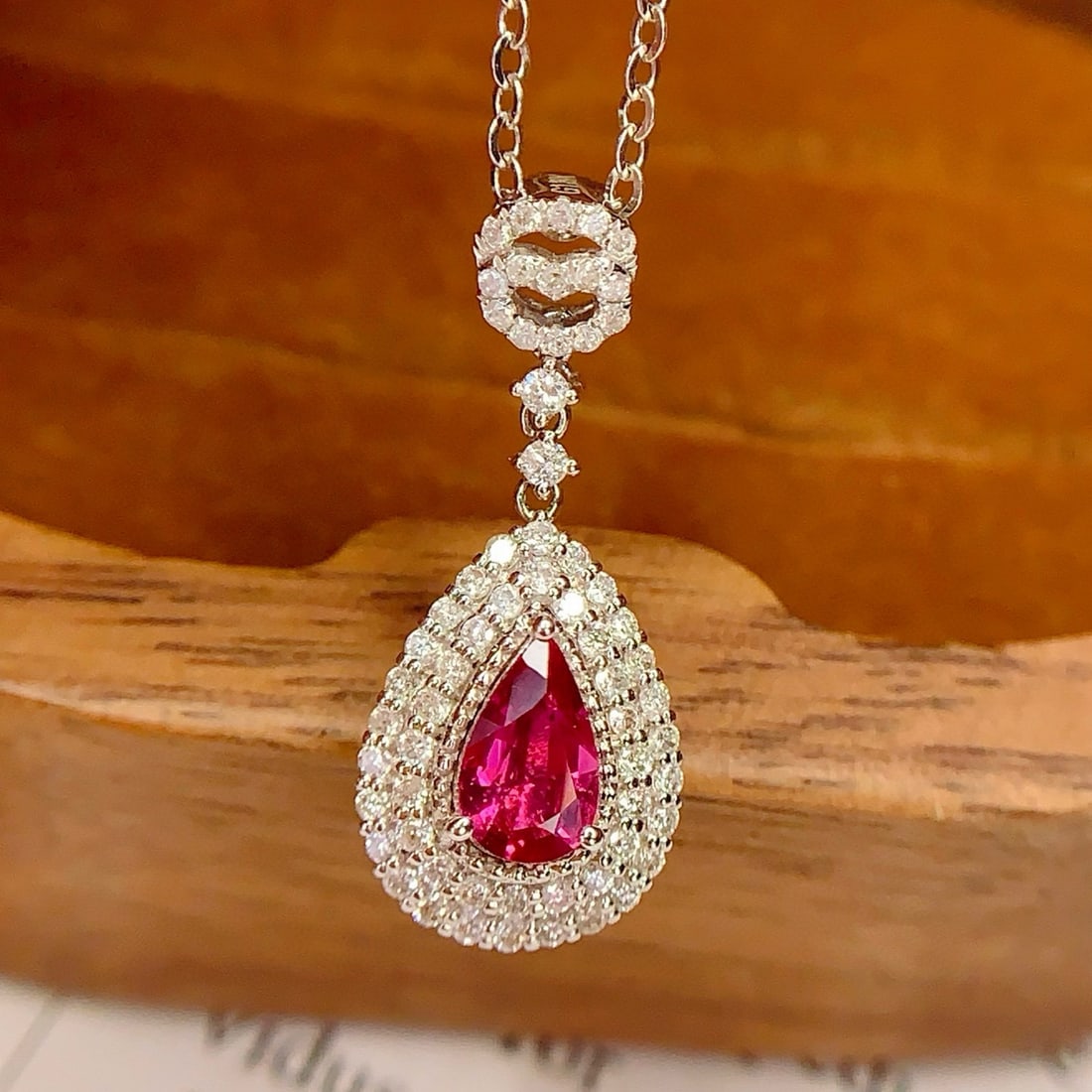 14k Gold 0.4 Ct Natural Ruby & Diamond Pendant( Without Chain ) - 4