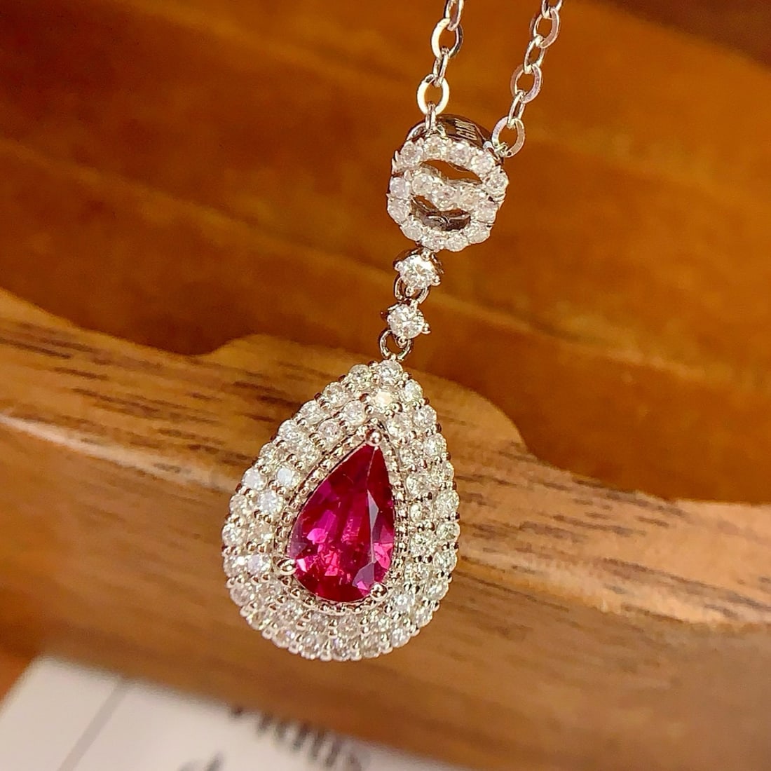 14k Gold 0.4 Ct Natural Ruby & Diamond Pendant( Without Chain ) - 5