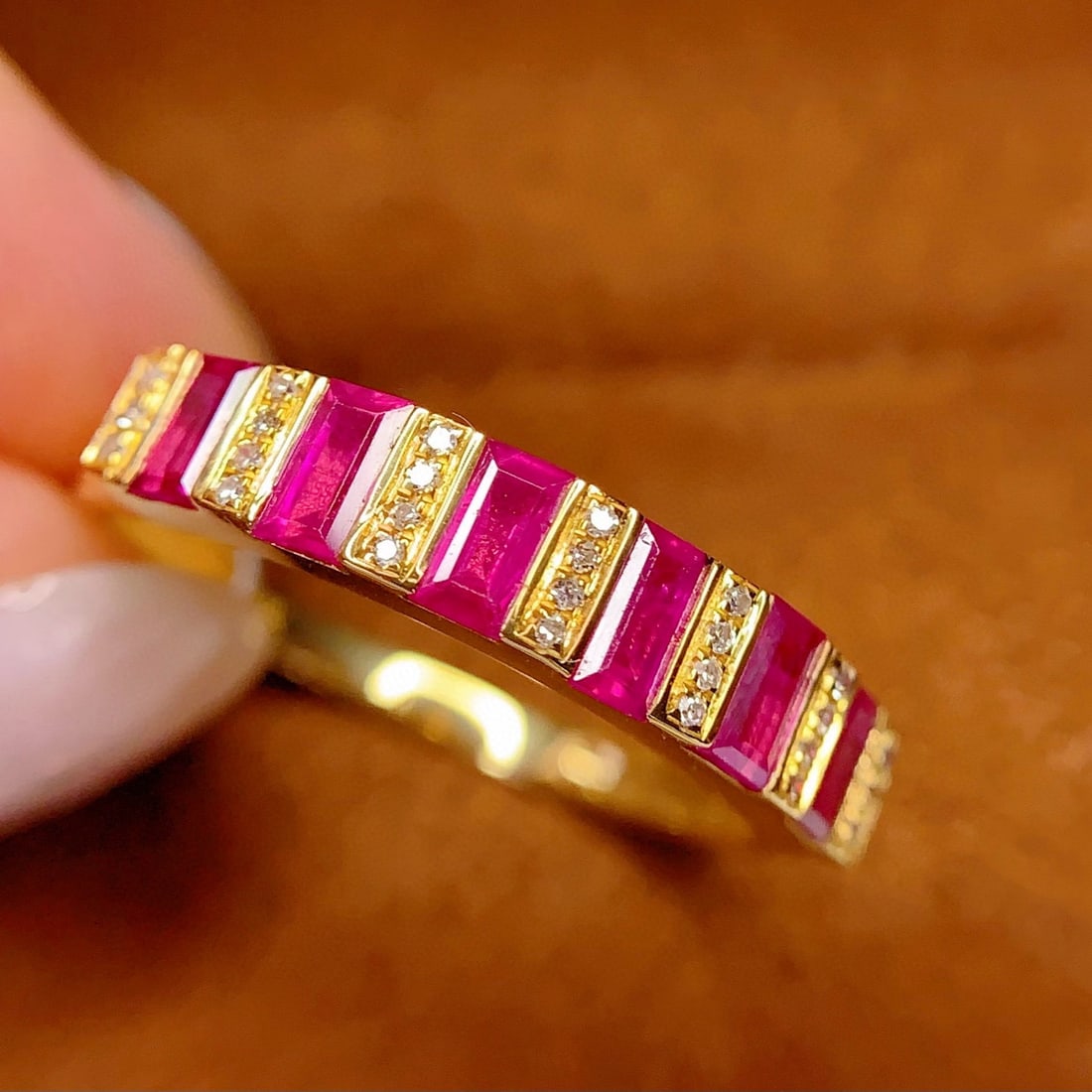 14k Gold 0.65 Ct Natural Ruby & Diamond Ring - 3