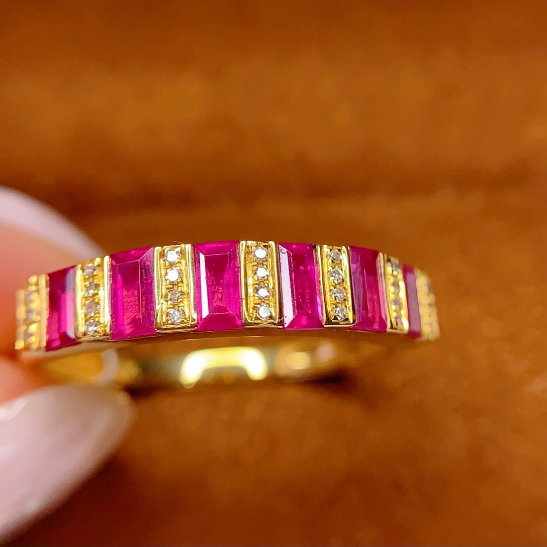 14k Gold 0.65 Ct Natural Ruby & Diamond Ring - 4