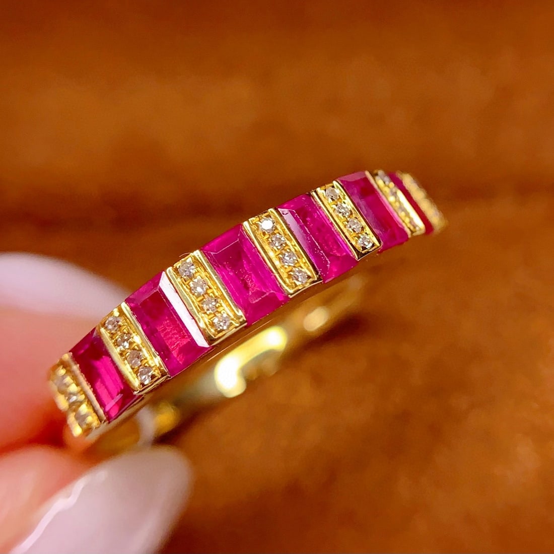 14k Gold 0.65 Ct Natural Ruby & Diamond Ring - 5