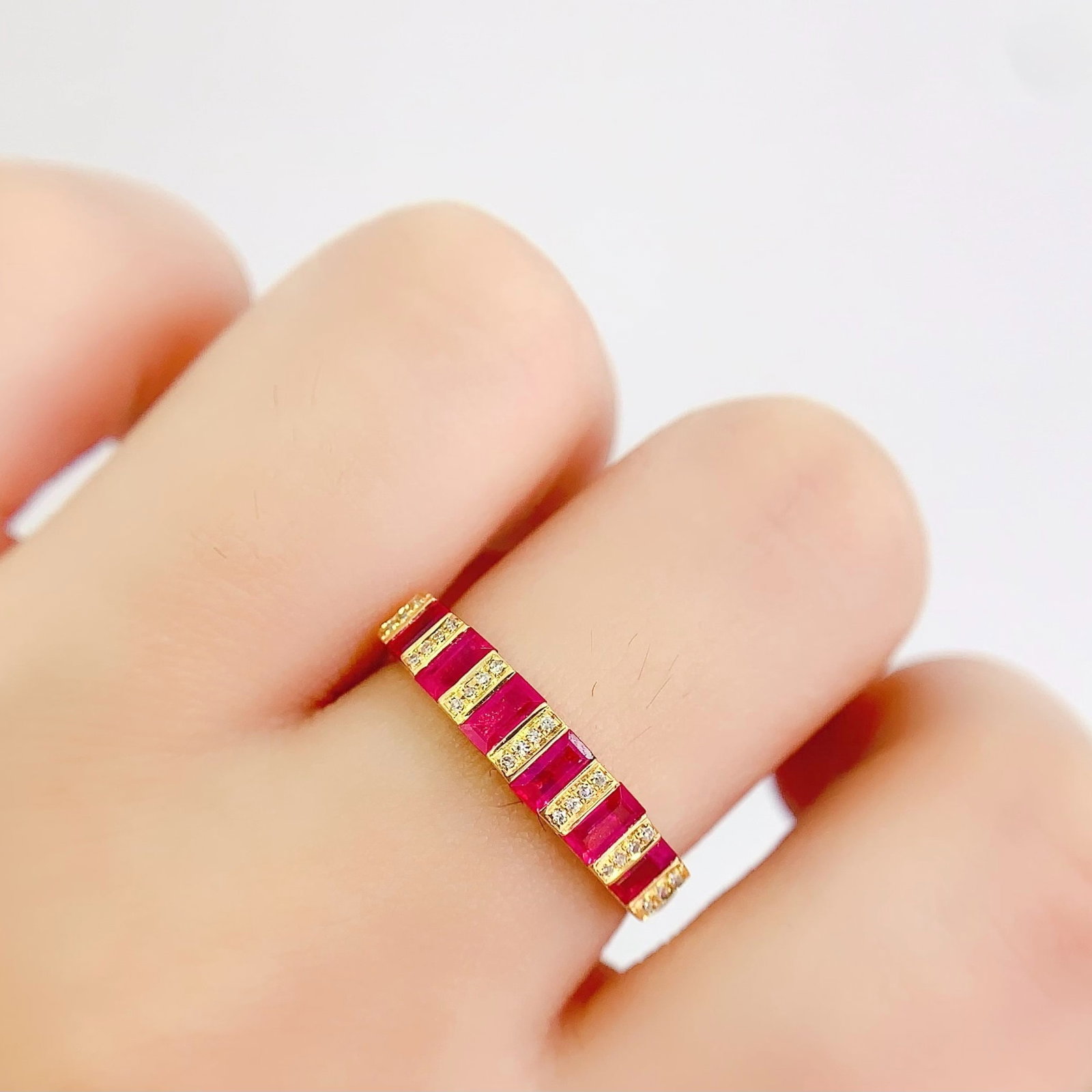 14k Gold 0.65 Ct Natural Ruby & Diamond Ring - 6