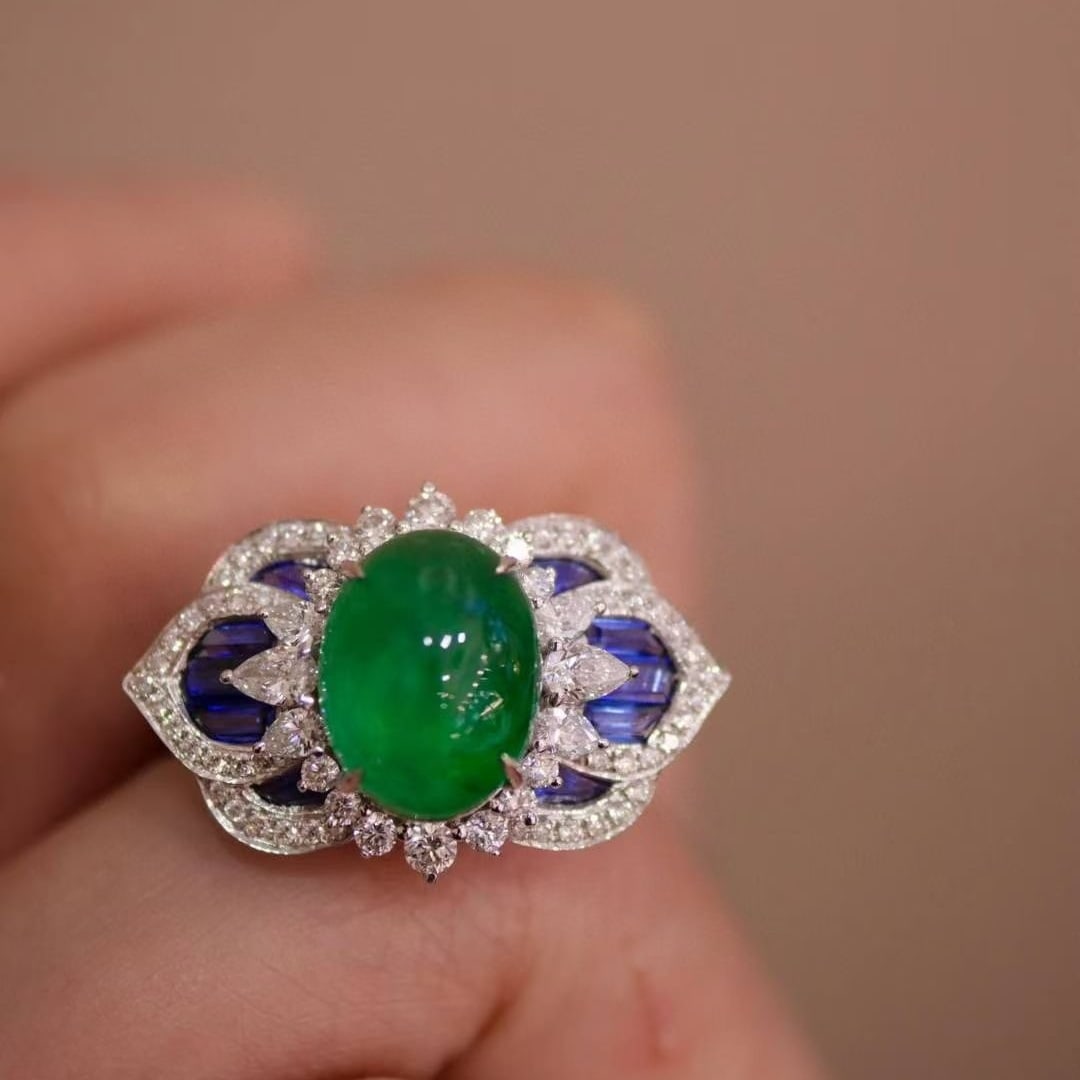 14k Gold 3.17 Ctw Vivid Green Natural Emerald & Diamond Ring - 3