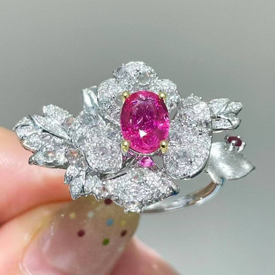 14k Gold 1.1 Ct Natural Ruby & Diamond & Sapphire Ring - 3