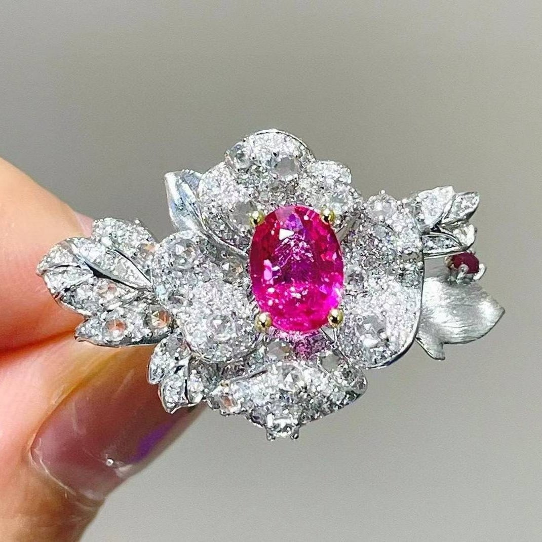 14k Gold 1.1 Ct Natural Ruby & Diamond & Sapphire Ring - 4
