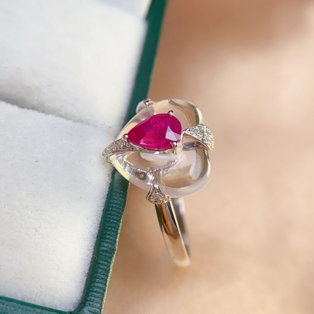 14k Gold 0.60 Ct Natural Ruby & Diamond Ring - 6