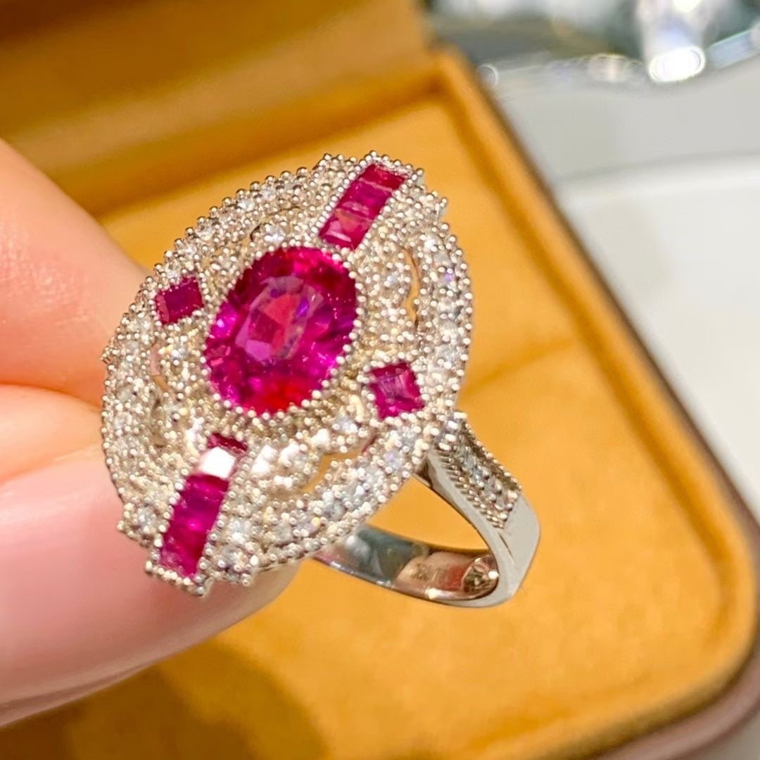 14k Gold 1.4 Ct Natural Ruby & Diamond Ring - 2