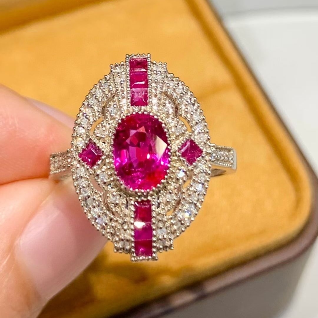 14k Gold 1.4 Ct Natural Ruby & Diamond Ring - 3