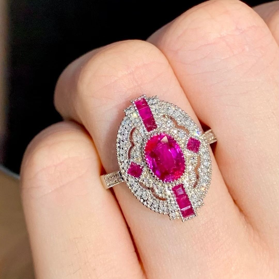 14k Gold 1.4 Ct Natural Ruby & Diamond Ring - 4