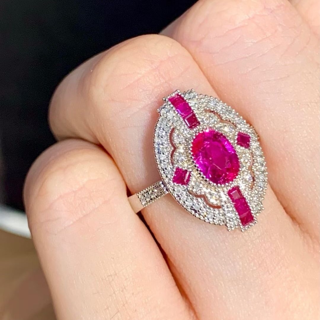 14k Gold 1.4 Ct Natural Ruby & Diamond Ring - 5