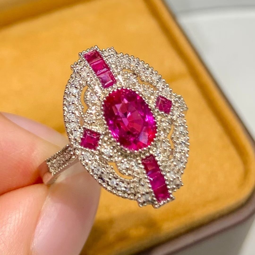 14k Gold 1.4 Ct Natural Ruby & Diamond Ring - 6