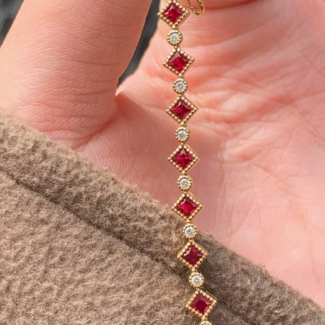 14k Gold 1.17 Ctw Natural Ruby & Diamond Bracelet - 4
