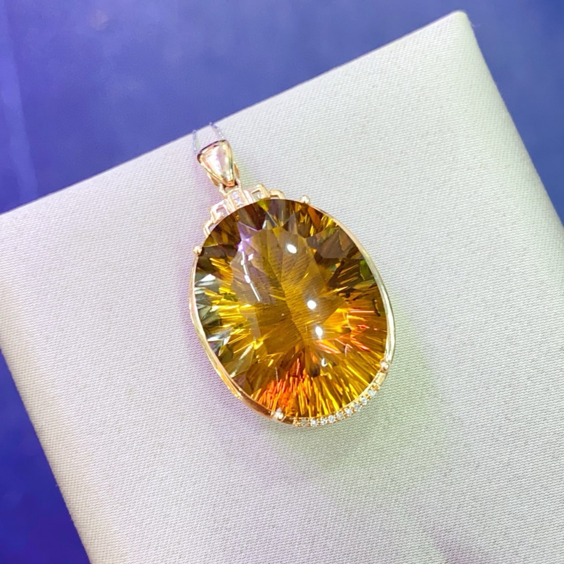 14k Gold 25.38 Ctw Natural Citrine & Diamond Pendant( Without Chain ) - 2