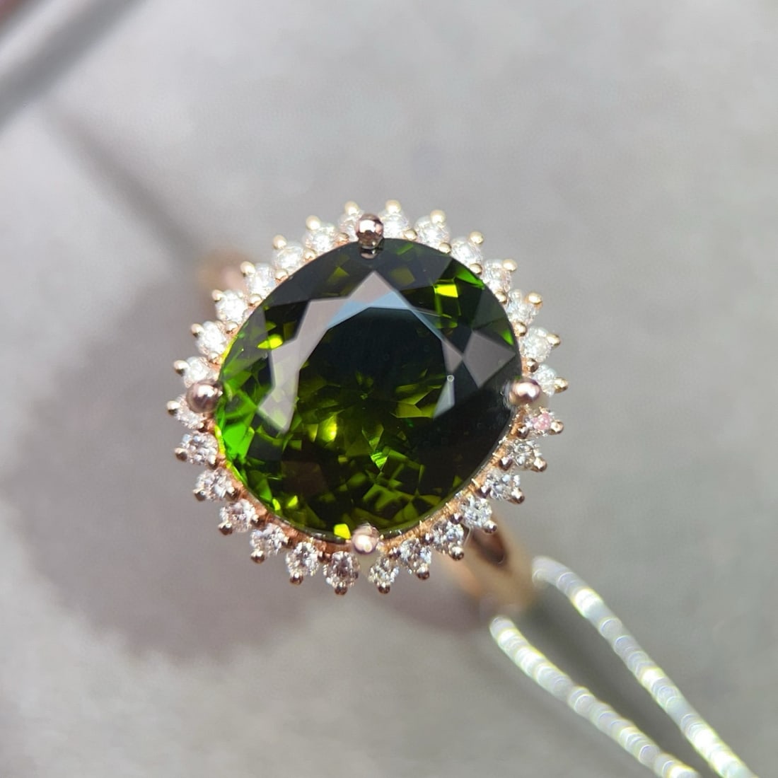14k Gold 6.36 Ctw Natural Tourmaline & Diamond Ring - 4