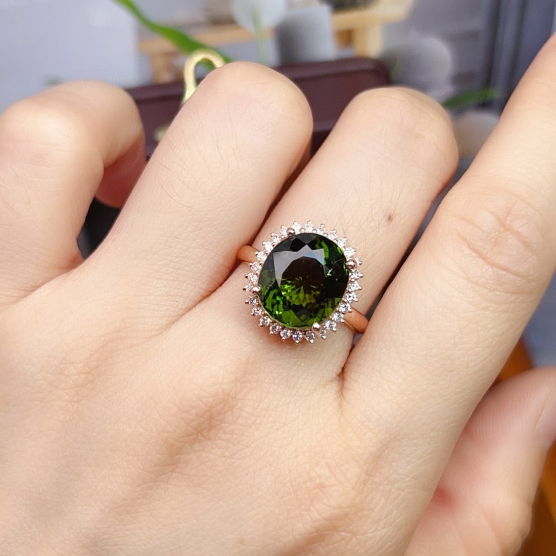 14k Gold 6.36 Ctw Natural Tourmaline & Diamond Ring - 6
