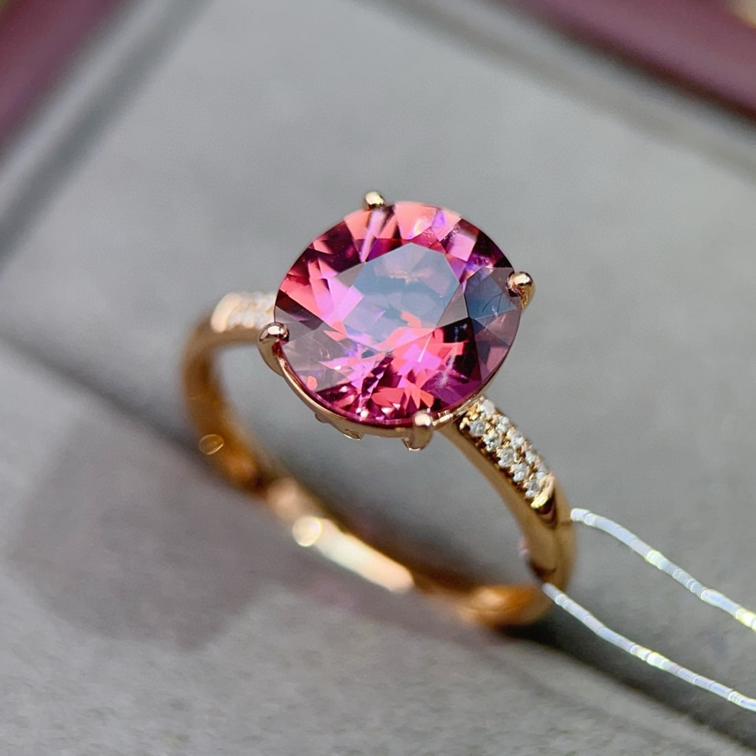 14k Gold 3.02 Ctw Natural Tourmaline & Diamond Ring - 2