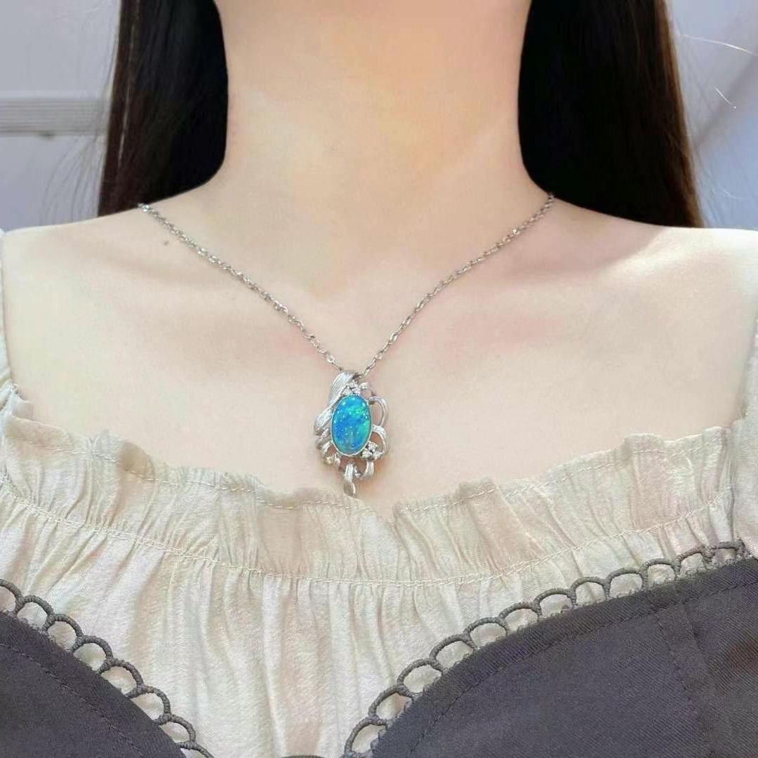 14k Gold 5.24 Ctw Natural Opal & Diamond Brooch/pendant( Without Chain ) - 6