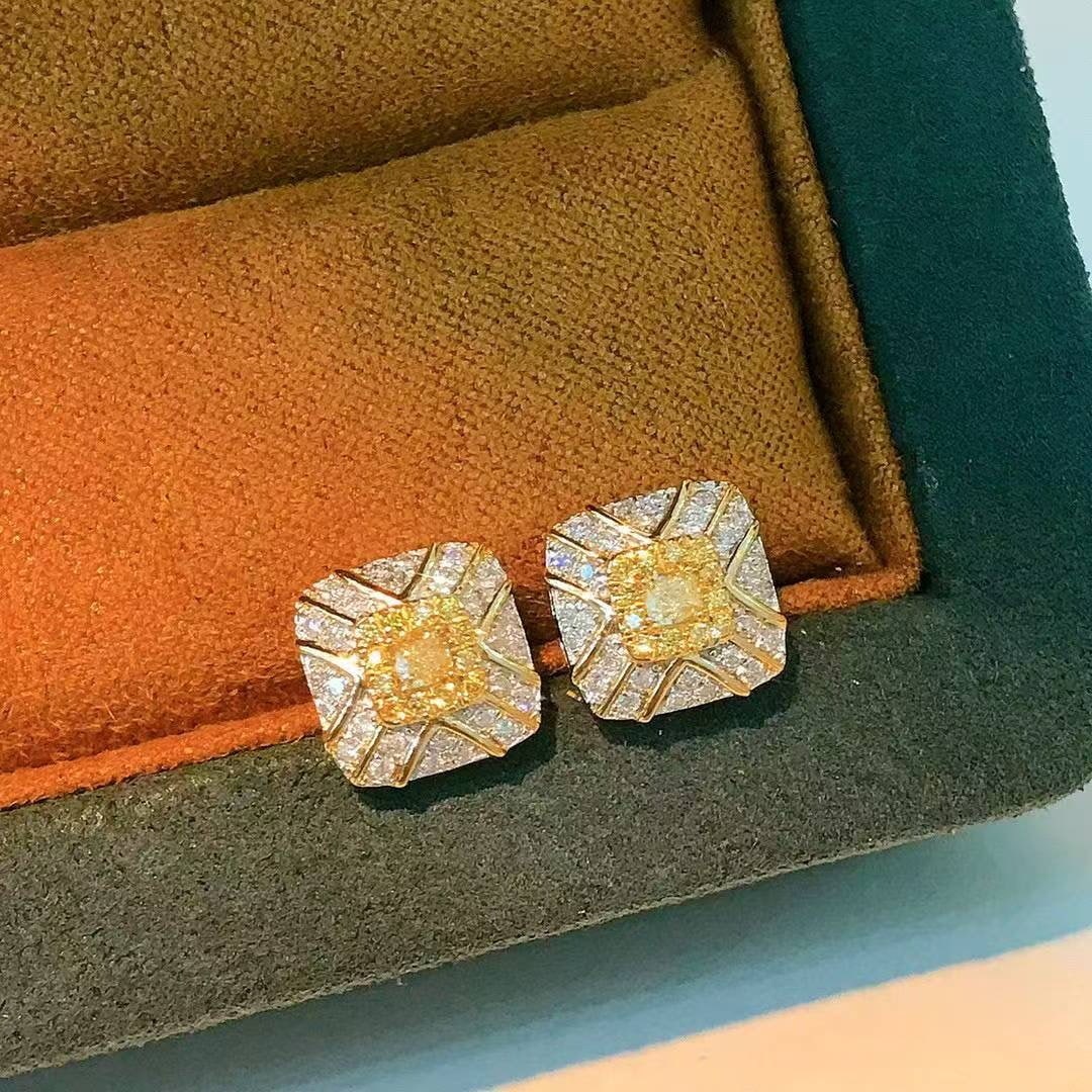 14k Gold 0.7 Ct Natural Color Diamond Earrings: Ref:231040309 // gold content:14k gold // main gemstone:diamond // shape:multiply // carat weight:0. 7ct // clarity grade:vs-si // color:color // treatment:natural // Condition: New High Estimate: 590