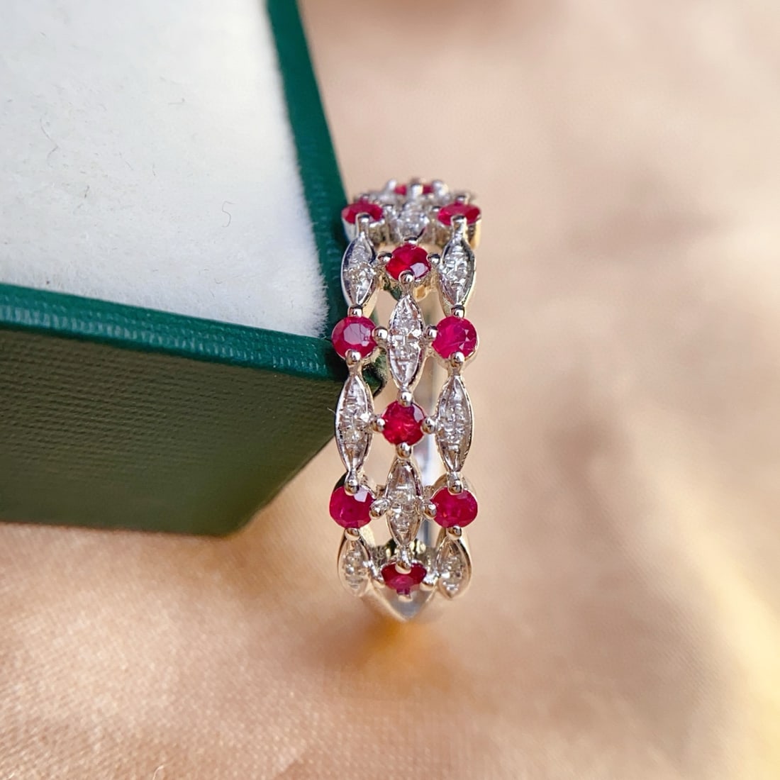 14k Gold 0.50 Ct Natural Ruby & Diamond Ring - 3