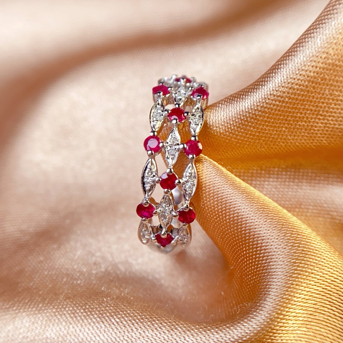 14k Gold 0.50 Ct Natural Ruby & Diamond Ring - 6