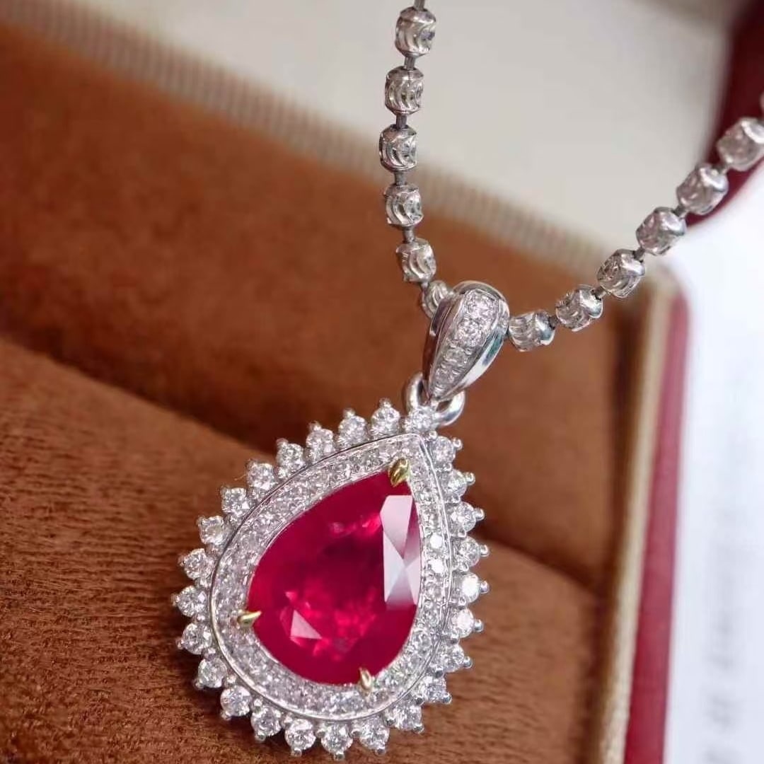 14k Gold 1.41 Ctw Natural Ruby & Diamond Pendant( Without Chain ) - 5
