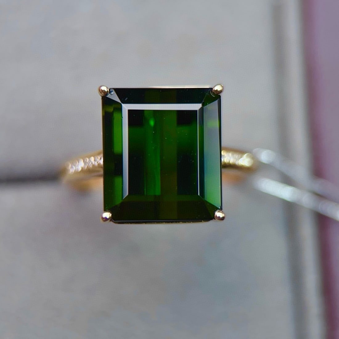 14k Gold 7.69 Ctw Natural Tourmaline & Diamond Ring - 2