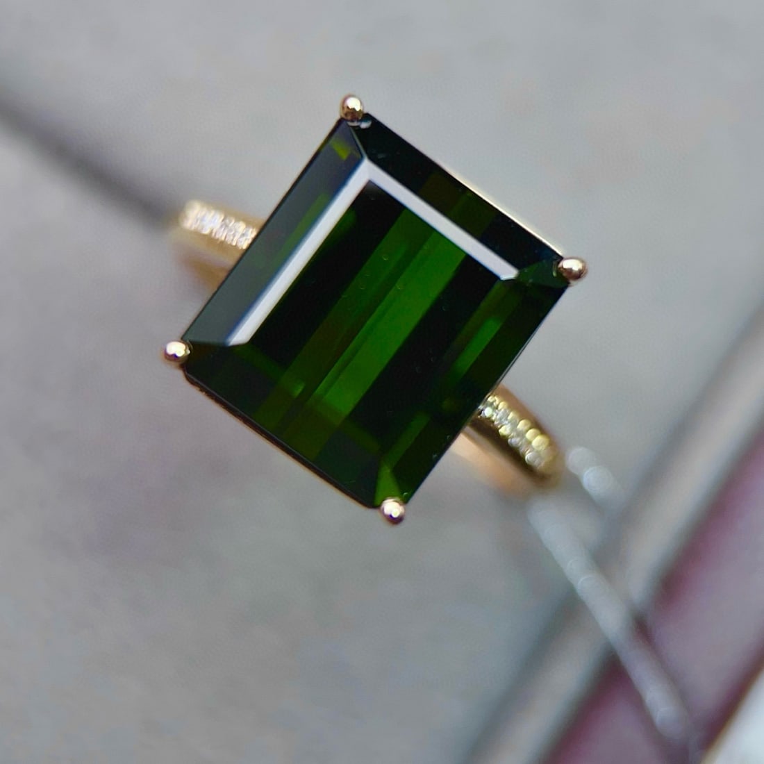 14k Gold 7.69 Ctw Natural Tourmaline & Diamond Ring - 3