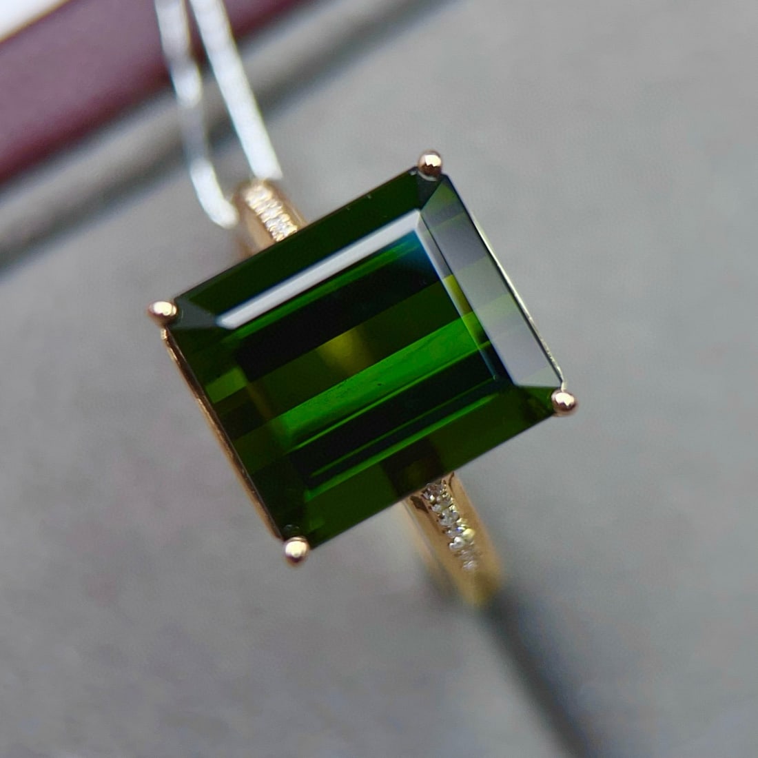14k Gold 7.69 Ctw Natural Tourmaline & Diamond Ring - 4
