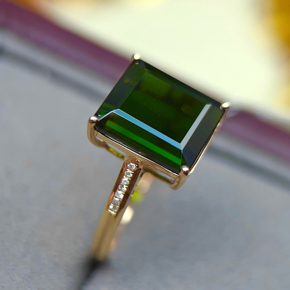 14k Gold 7.69 Ctw Natural Tourmaline & Diamond Ring - 5