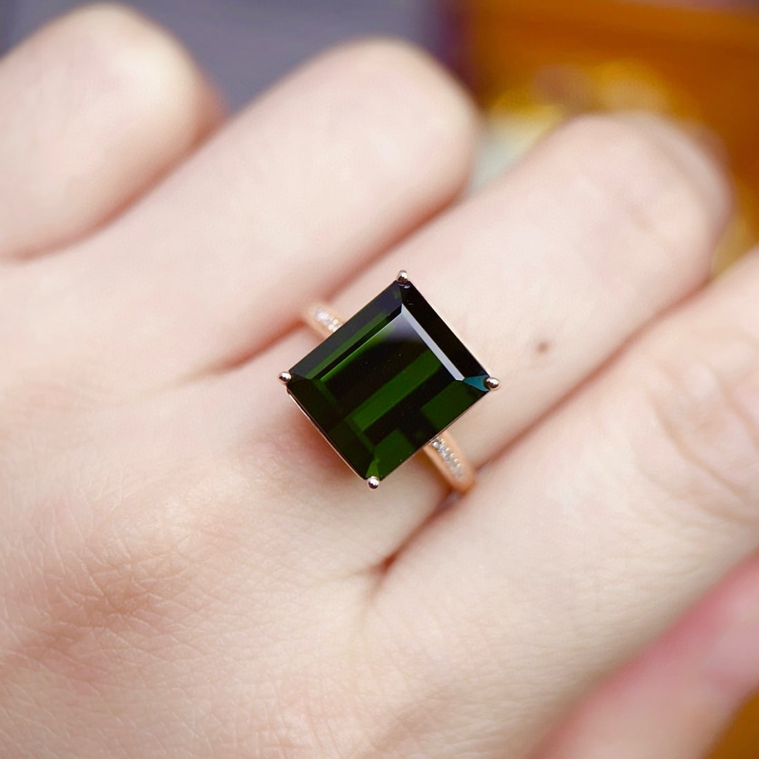 14k Gold 7.69 Ctw Natural Tourmaline & Diamond Ring - 6