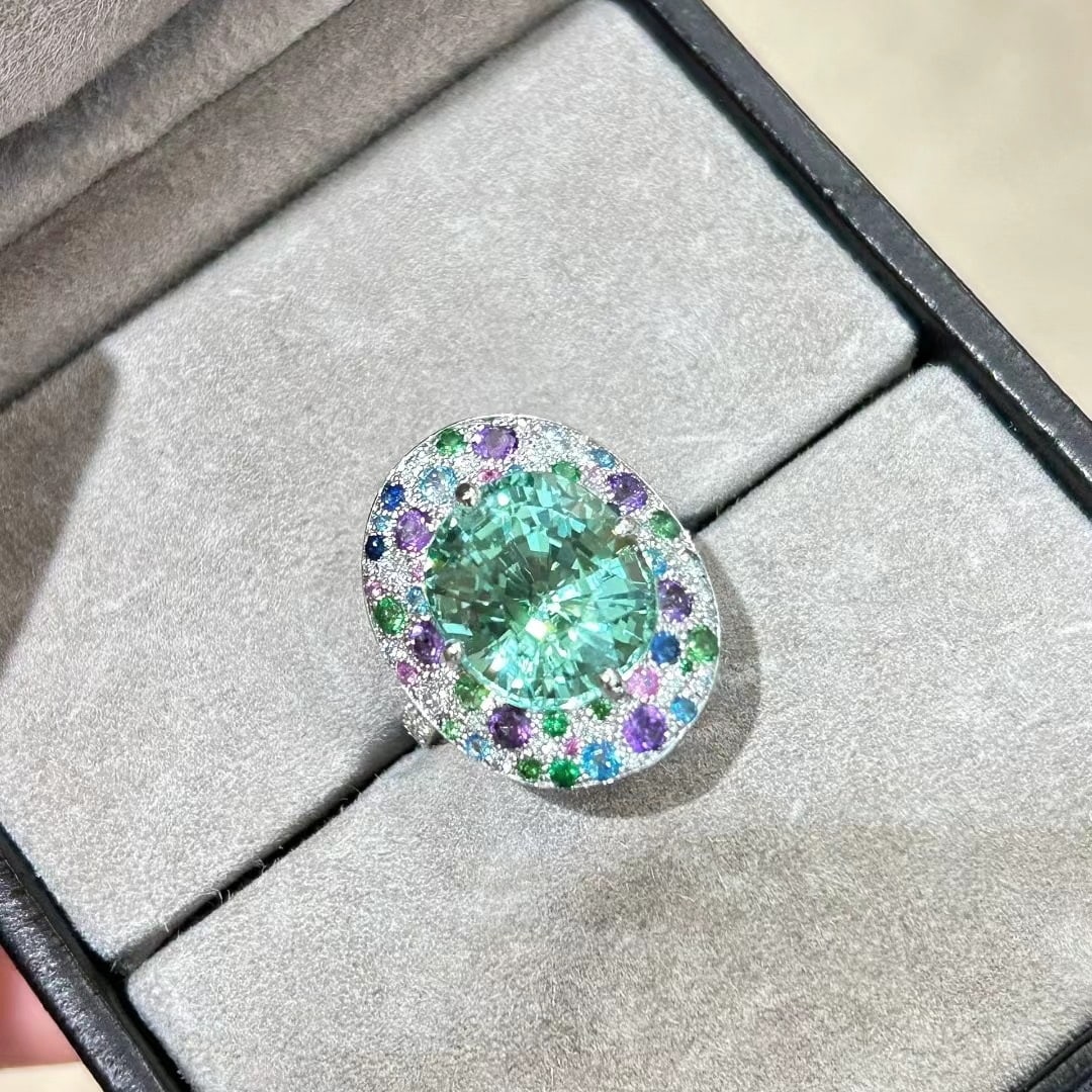 14k Gold 9.15 Ct Natural Tourmaline & Diamond Ring - 6