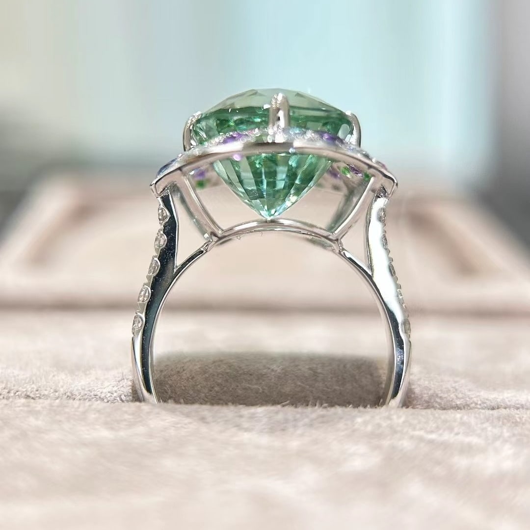 14k Gold 9.15 Ct Natural Tourmaline & Diamond Ring - 8