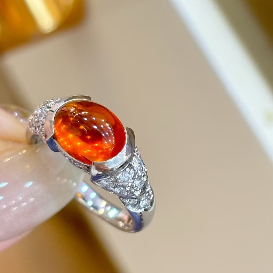14k Gold 3.48 Ctw Natural Spessartine & Diamond Ring - 3
