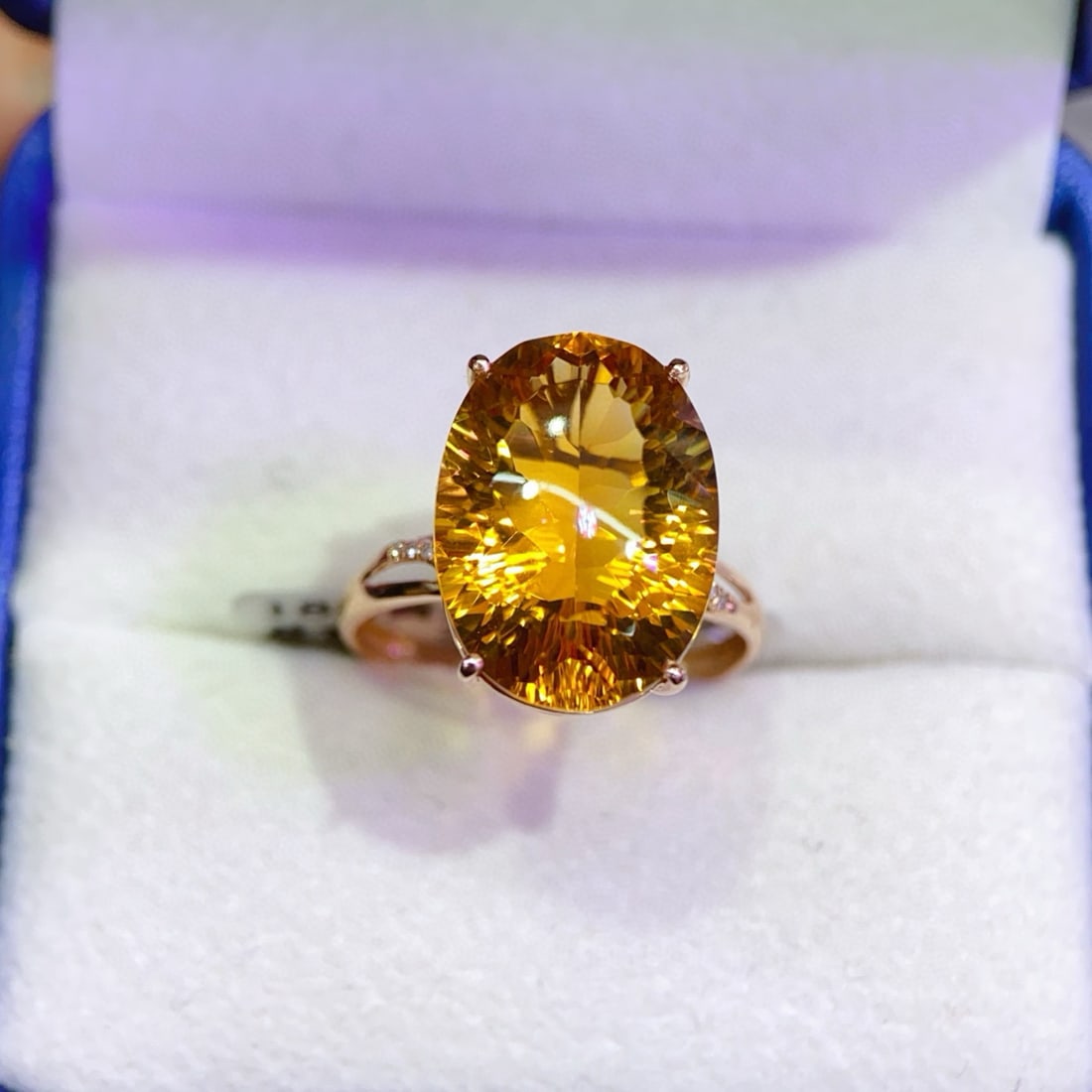 14k Gold 8.38 Ctw Natural Citrine & Diamond Ring: Ref:231040345 // gold content:14k gold // ring size:7. 25us // // main gemstone:citrine // shape:oval // carat weight:8. 35ct // color:yellow // treatment:natural // // adjacent gemstone 2 : diamond