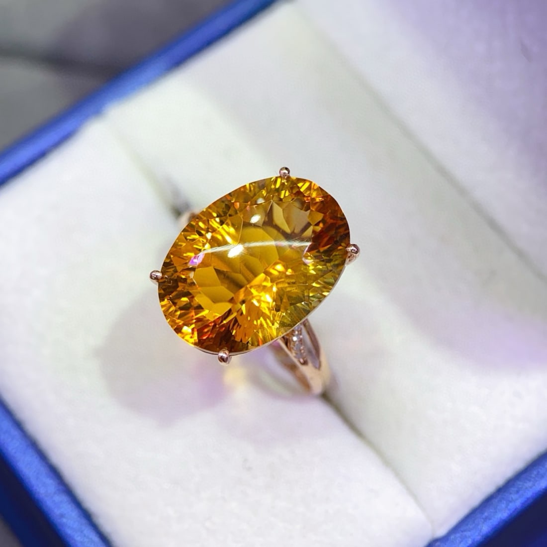 14k Gold 8.38 Ctw Natural Citrine & Diamond Ring - 3