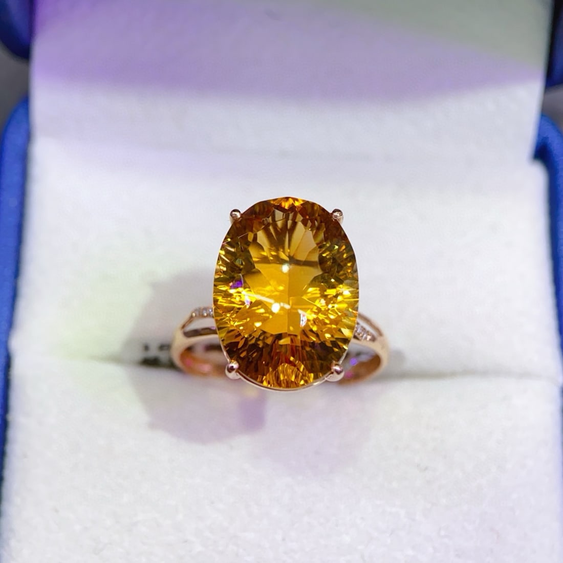 14k Gold 8.38 Ctw Natural Citrine & Diamond Ring - 4