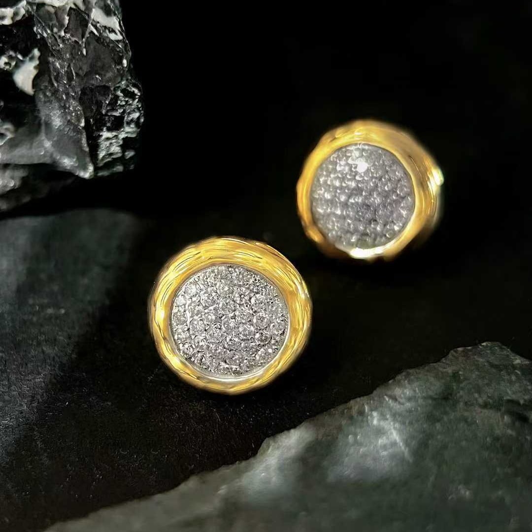 14k Gold 0.76 Ct Natural H Diamond Earrings - 4